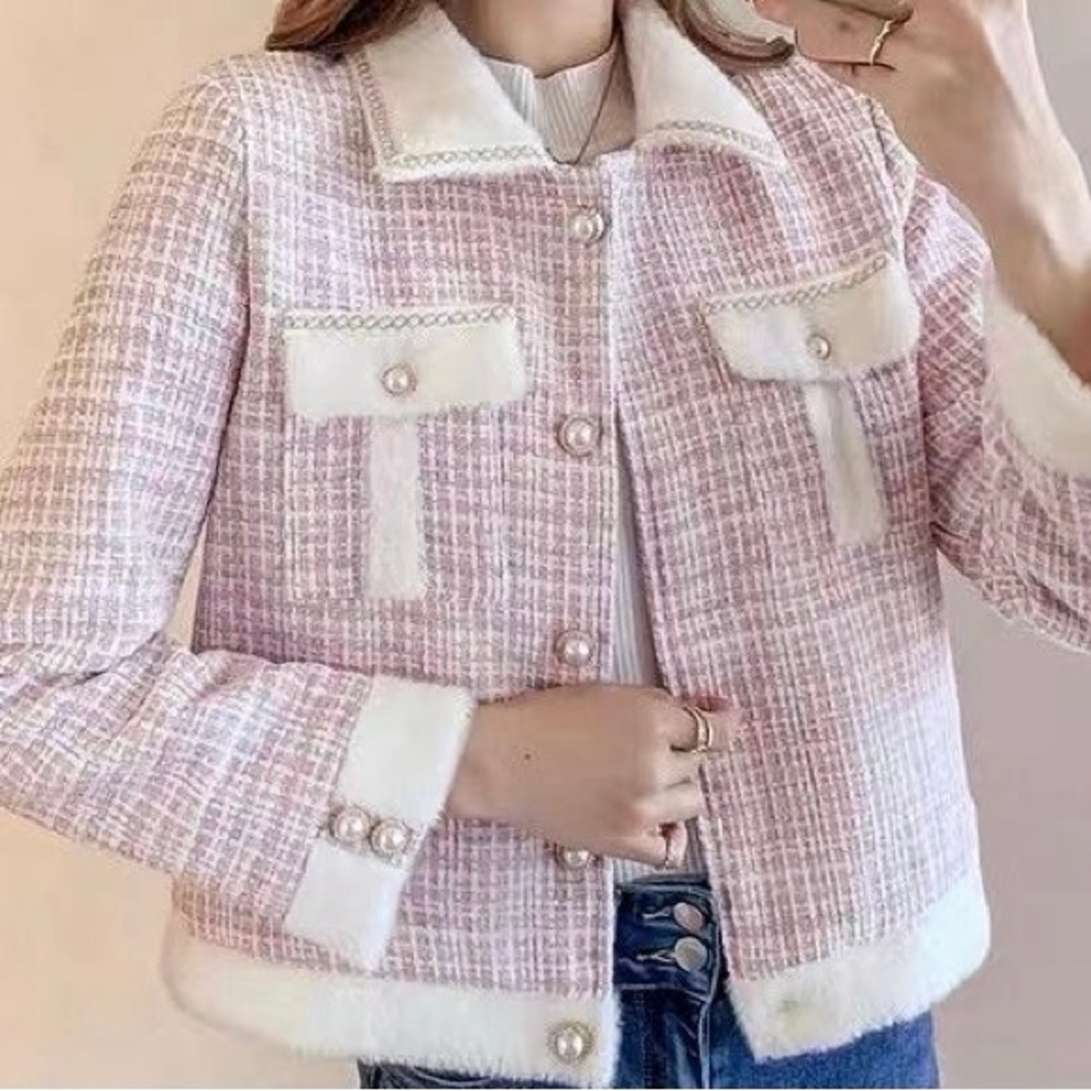 Pink and White Tweed Jacket NWOT